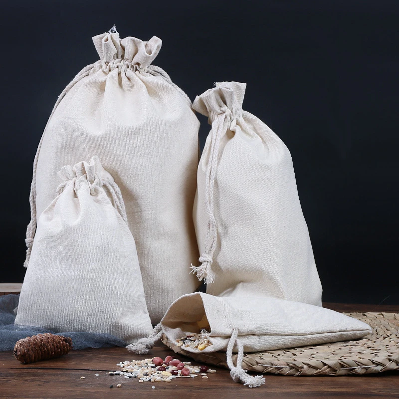 Sacos De Cordão De Linho De Algodão Reutilizável, Bolsa De Armazenamento De Tecido Para Diversos Jóias, Presente De Casamento Sacos De Pano De