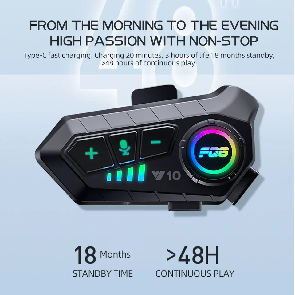 Y10 Casque Bluetooth Moto 5.3 Étanche IPX6 - Oreillette Sans Fil Anti-Bruit CVC, 40h D'Autonomie, Connexion Double Téléphone