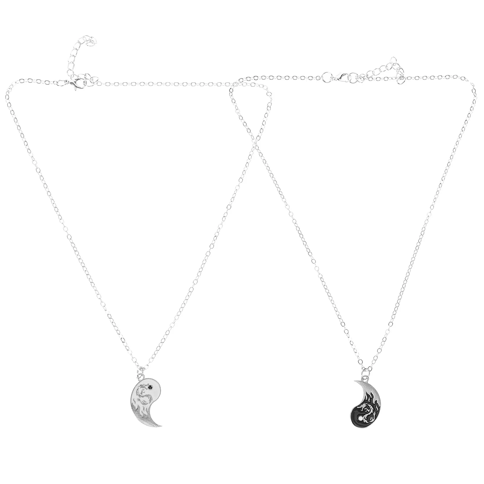 1 زوج التنين يين يانغ قلادة الفولاذ المقاوم للصدأ تاي تشي قلادة زوجين مطابقة هدية لصديقة عيد الحب الزفاف الصداقة #1