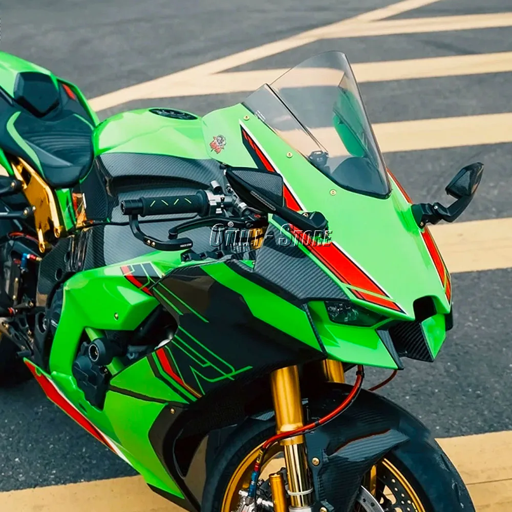 مرايا الرؤية الخلفية للدراجات النارية مع مصباح إشارة الانعطاف LED لـ Kawasaki ZX6R ZX10R Ninja 400 NINJA 650 مرآة الرؤية الخلفية من الألومنيوم