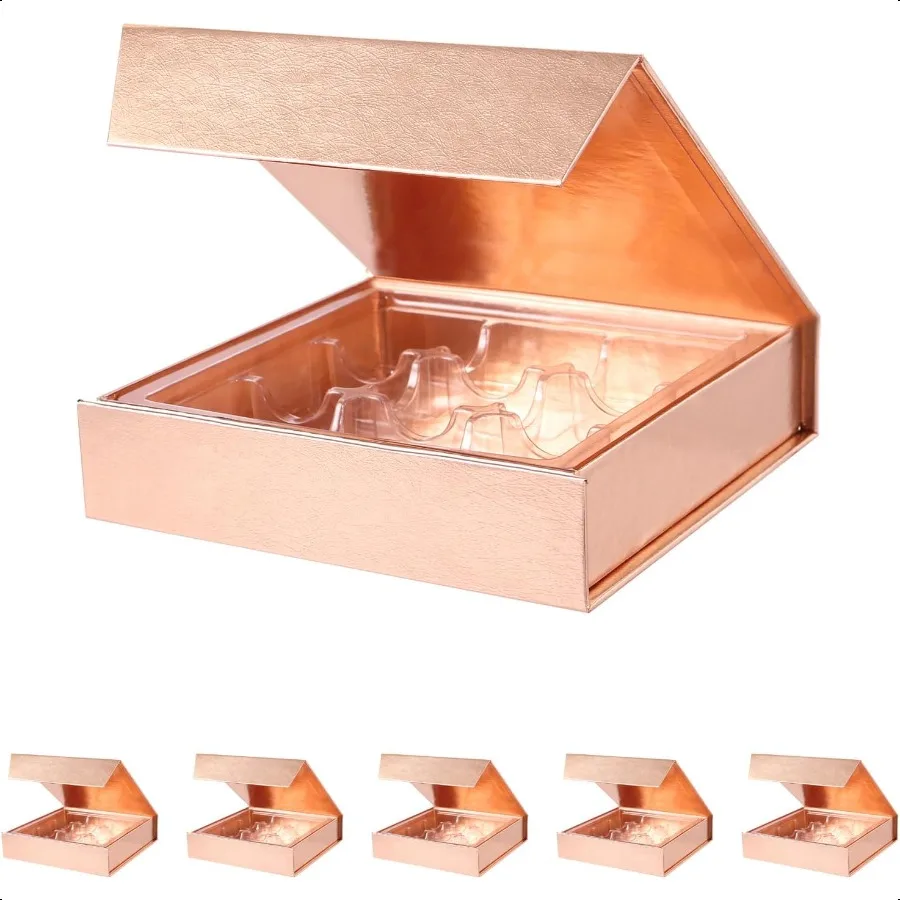 

Rose Gold Truffle Gift Boxes Set of 6 with 9Piece Plastic Tray 5.7 x 5.7 x 1.3