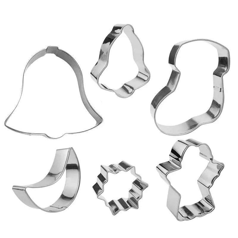 Stainless Steel Cookie Mold 6 Pieces Cookie Cutter Mold Top Metal Rolling Design Fondant Baking Tool for Biscuits Cheeses