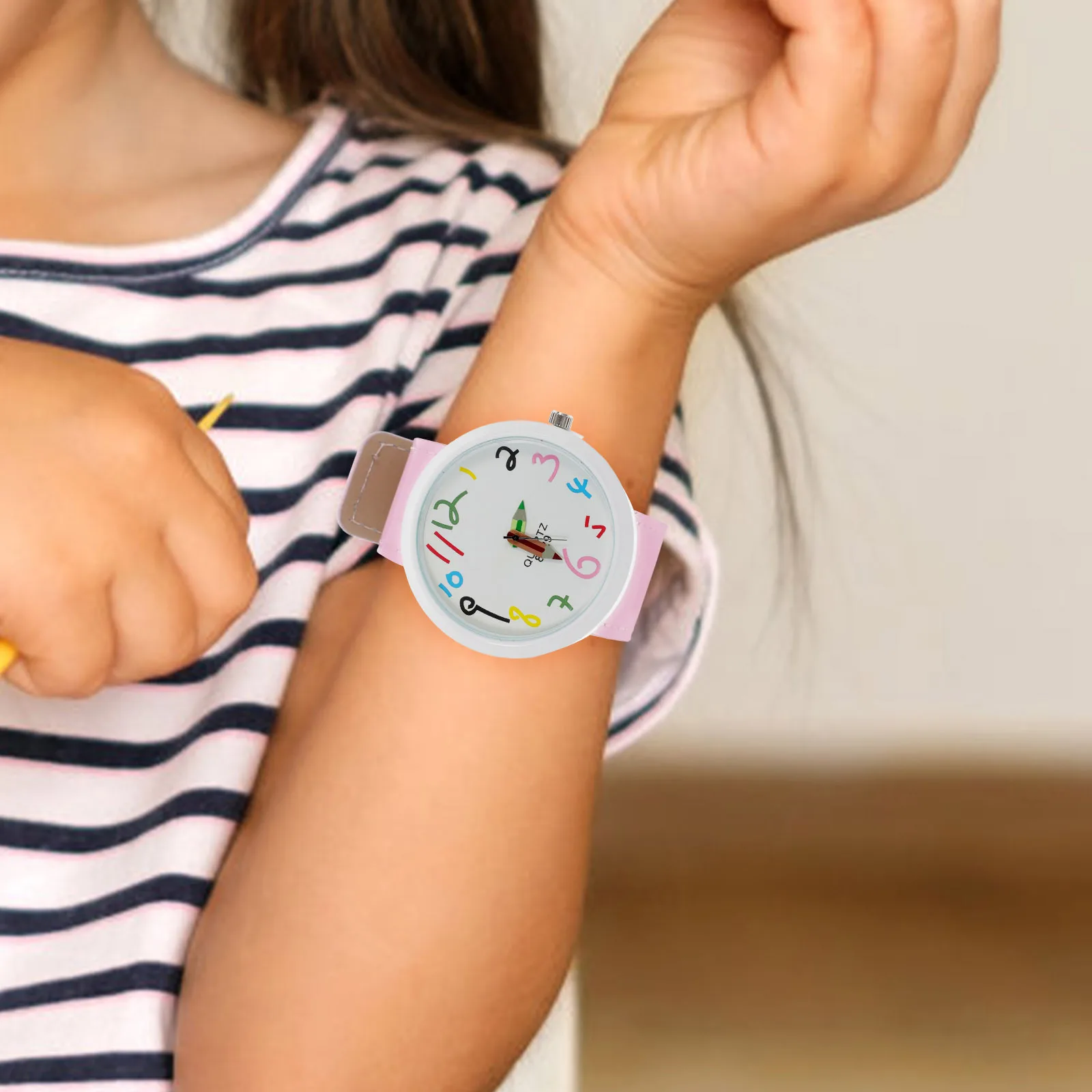 1 قطعة ساعة معصم نمط الرسوم المتحركة حزام ممتاز ساعة متينة جميلة امتحان الطالب Timekeeper