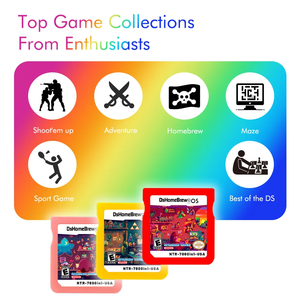 New DS Card 7800 In 1 Cartridge Game Collection R4 3DS Flash Card