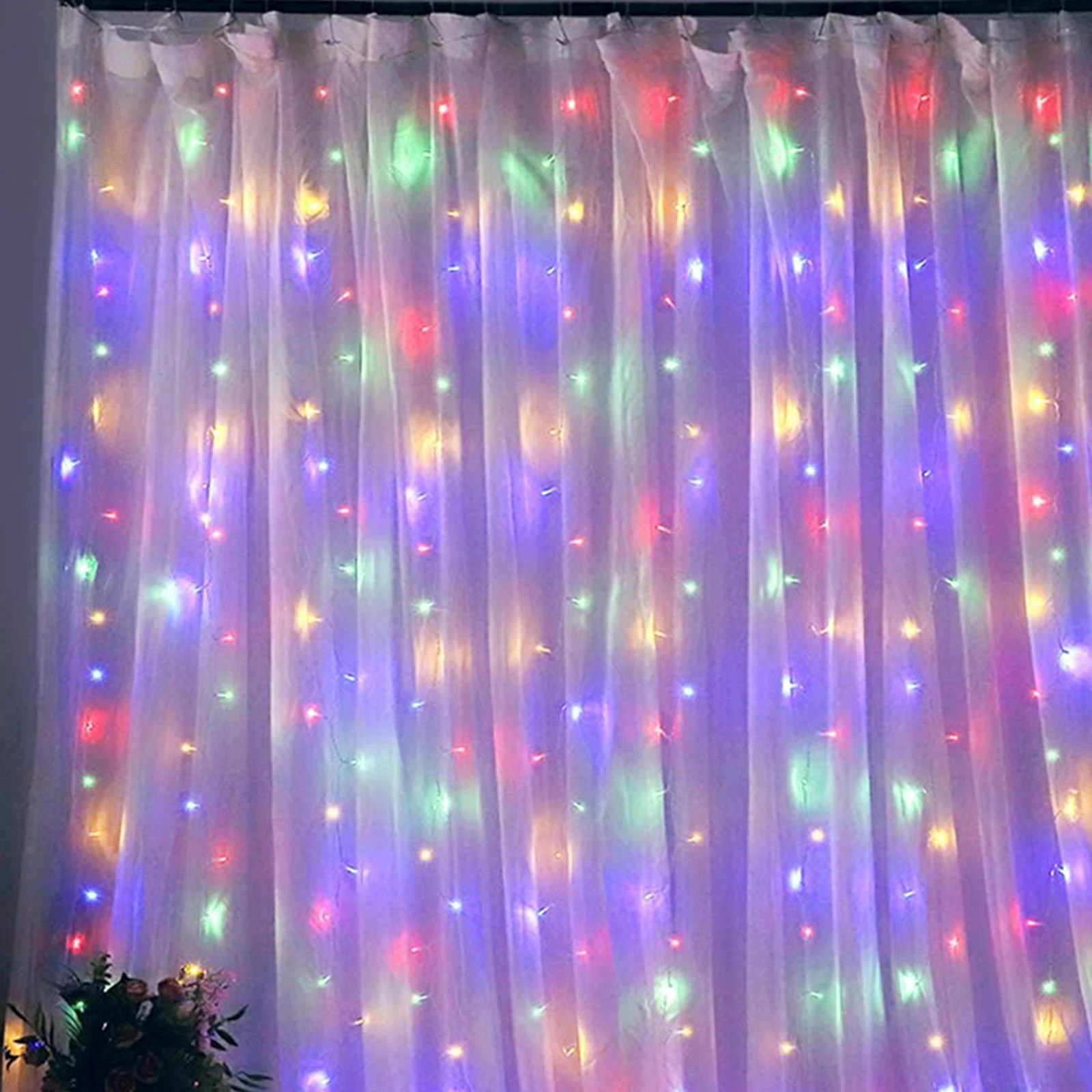 USB 192LED Curtain Icicle String Lights Indoor Outdor New Year Party Garland Fairy Light Home Wedding Christmas Decoration 2Mx2M