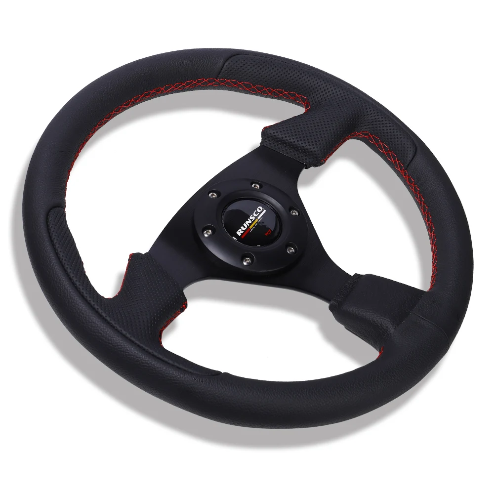 13Inch 330mm Steering Wheel Leather Drift Sim Racing Game Steering Wheel Flat 6061-T6 Aluminum Frame