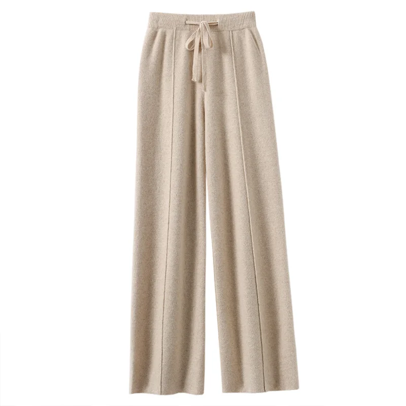 2023 New Autumn and Winter  Women Cashmere Fashion Pants Knitted Loose Cashmere Women Pants Women