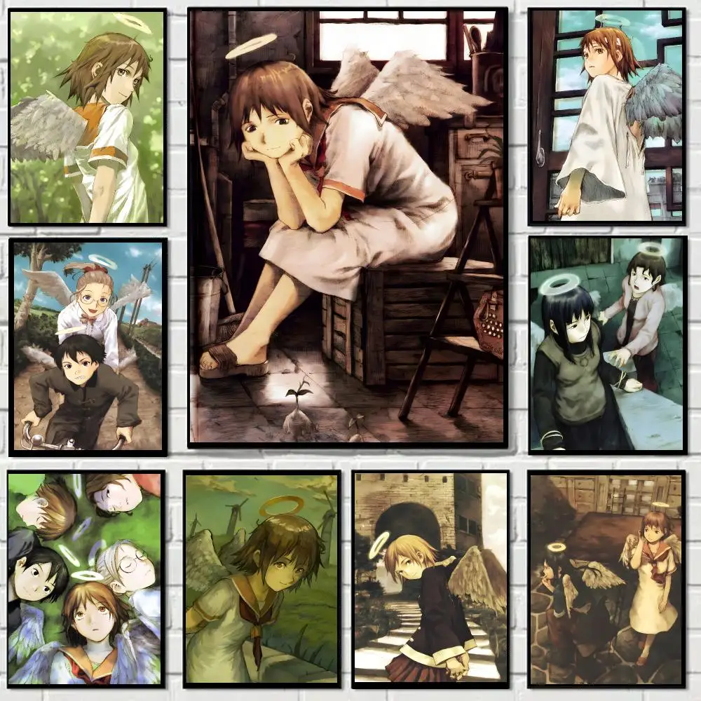 Hot Anime H-Haibane Renmei Poster Self-adhesive Living Room Bedroom Party Bar Decor Moisture-proof Fade-resistant