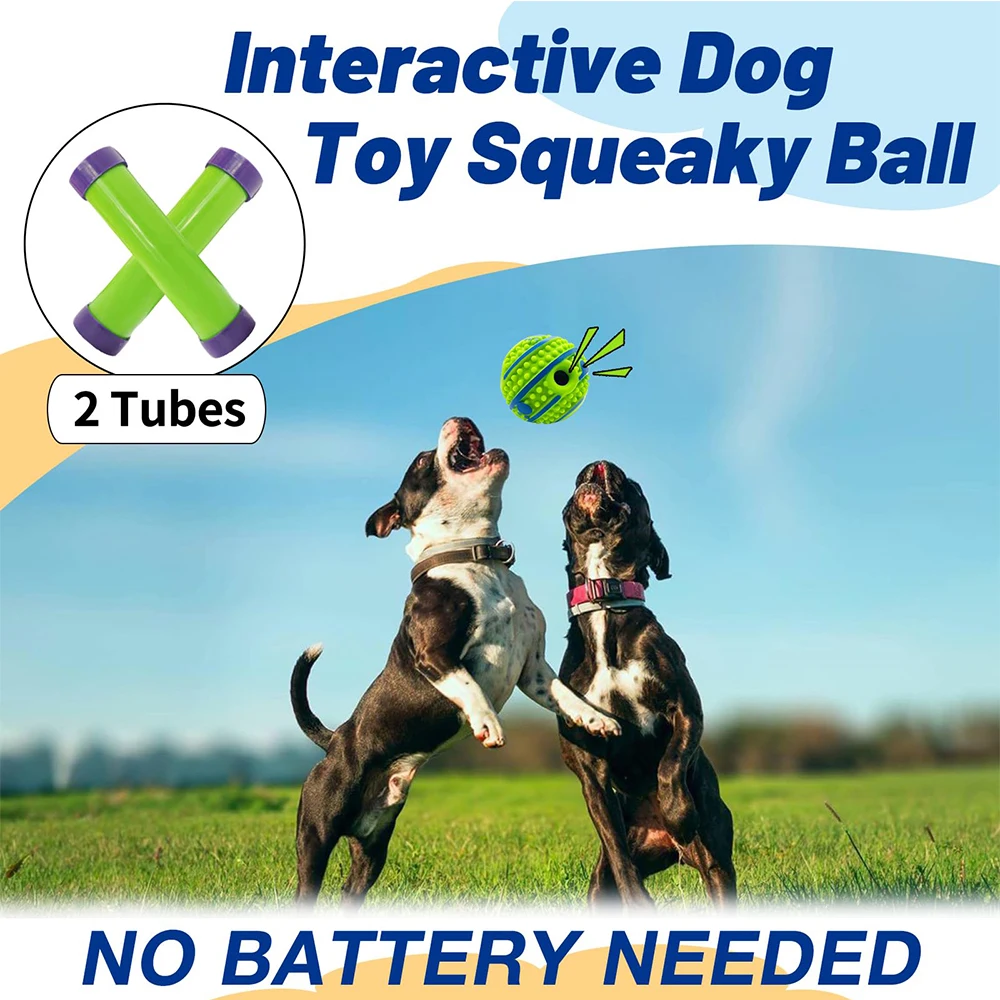Wobble Wag Giggle Ball für Hunde - Kauspielzeug mit Stacheln und Lachsound, 10cm zur Zahnreinigung und Hüteball-Training – Detail 4