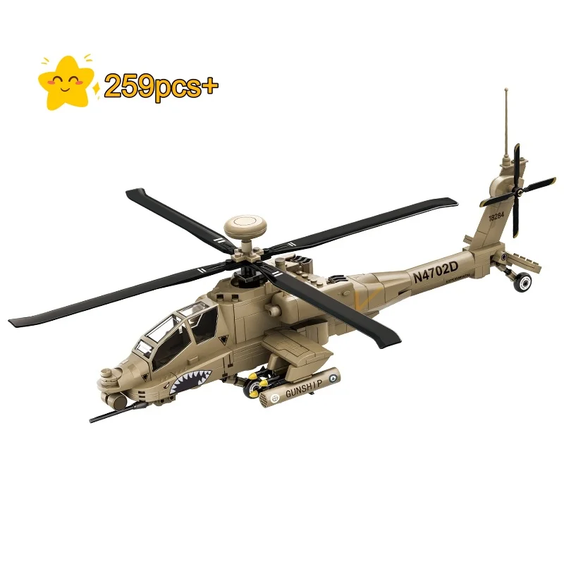 Technische bouwstenen Set AH-64 Apache Helikopter VS Militaire Technic Model WW2 Leger Special Forces DIY Montage Cadeau