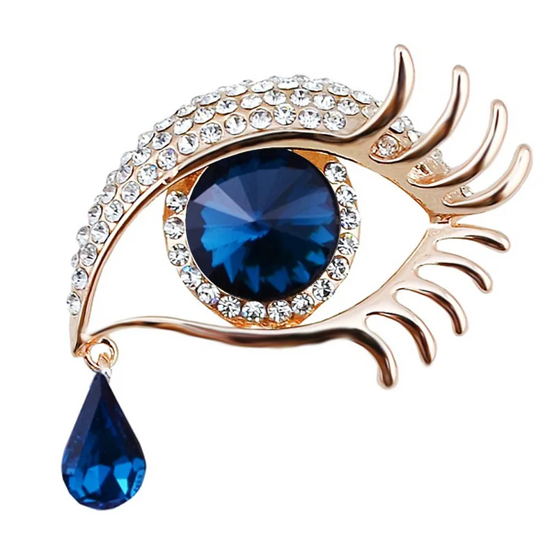 Brooches For Women Rhinestone Enamel 4-color Eyes Office Causal Brooch Pins Gifts Waterdrop Crystal Eyes