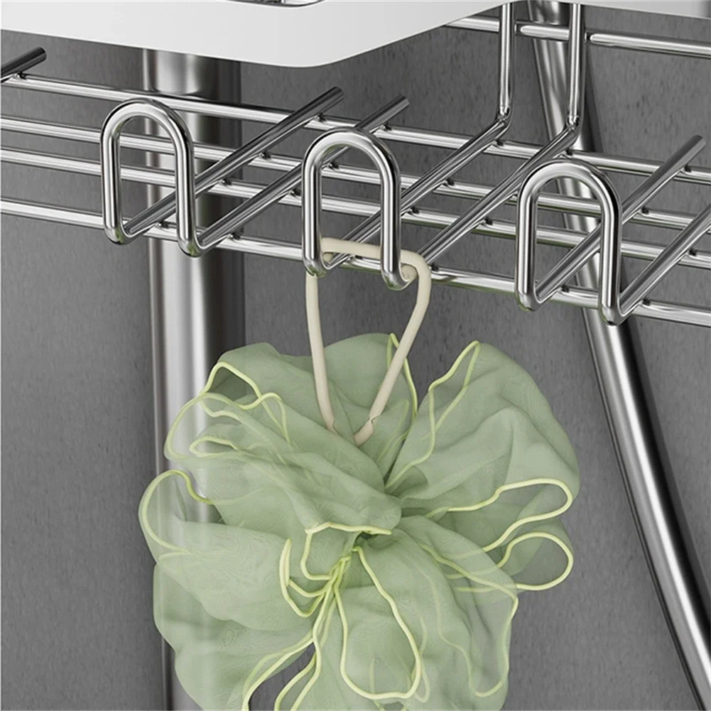 1pc Bathroom Shelves Shampoo Tray Shower Storage Holder Pole Shelve Lifting Rod Rack Stainless Steel Bathroom Storage Shelf