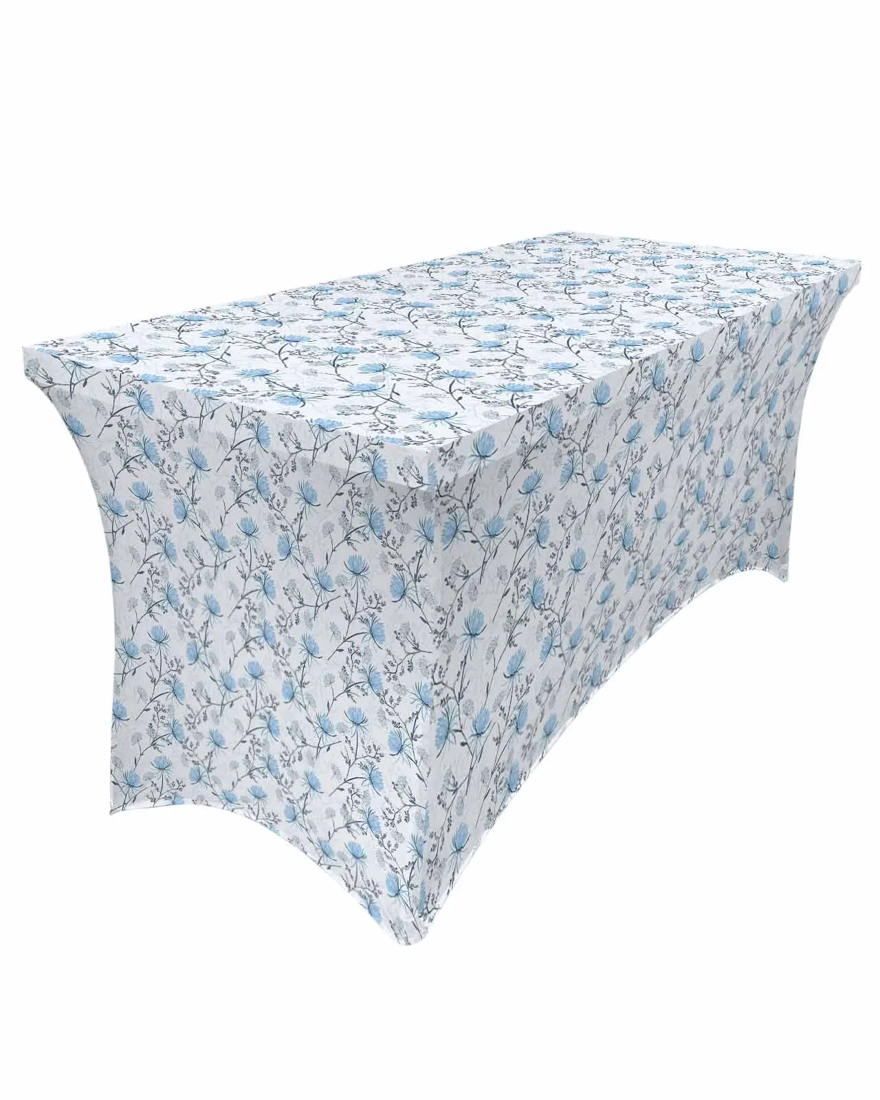 Spring Retro Plant Dandelion Rectangular Elastic Table Skirt Wedding Hotel Table Cover Holiday Dining Table Tablecloth