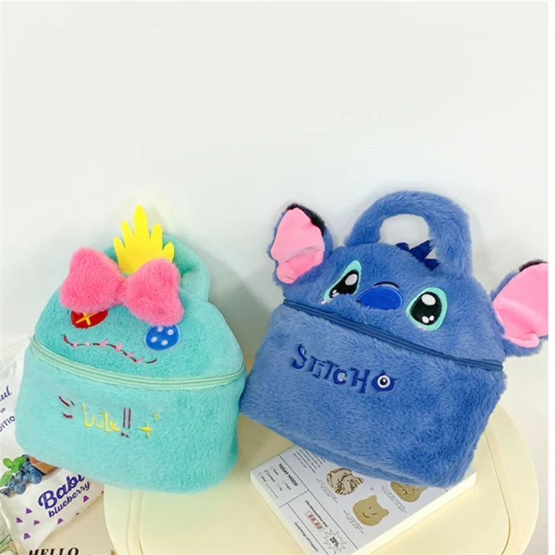 Stitch Plush Cosmetic Bag Lilo and Stitch Angel Scrump Large Capacity Storage Bag Portable Zipper Handbag Travel Makeup Bag Gift