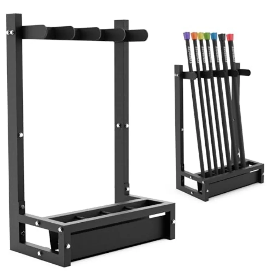 Soporte para Barras de Pesas Synergee, Soporte de Acero Resistente para Barras de Pesas para Gimnasio en Casa, Color Negro, Organiza las Barras de Forma Eficiente para Entrenamiento de Cuerpo Completo