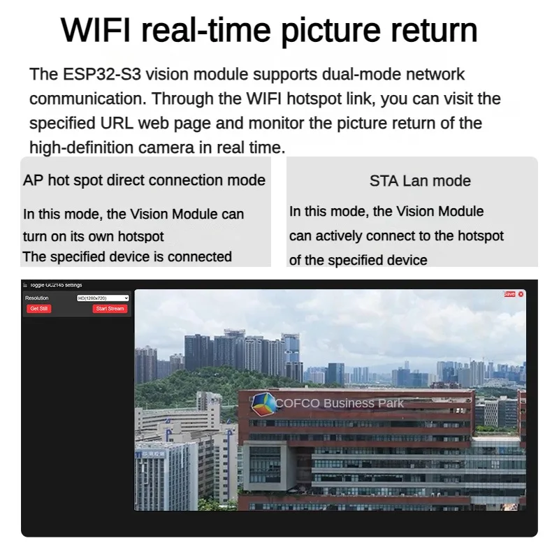 ESP32-S3 módulo de câmera wi-fi transmissão de imagem para roos robô carro carrinho ai reconhecimento visual sensor câmera de reconhecimento de visão