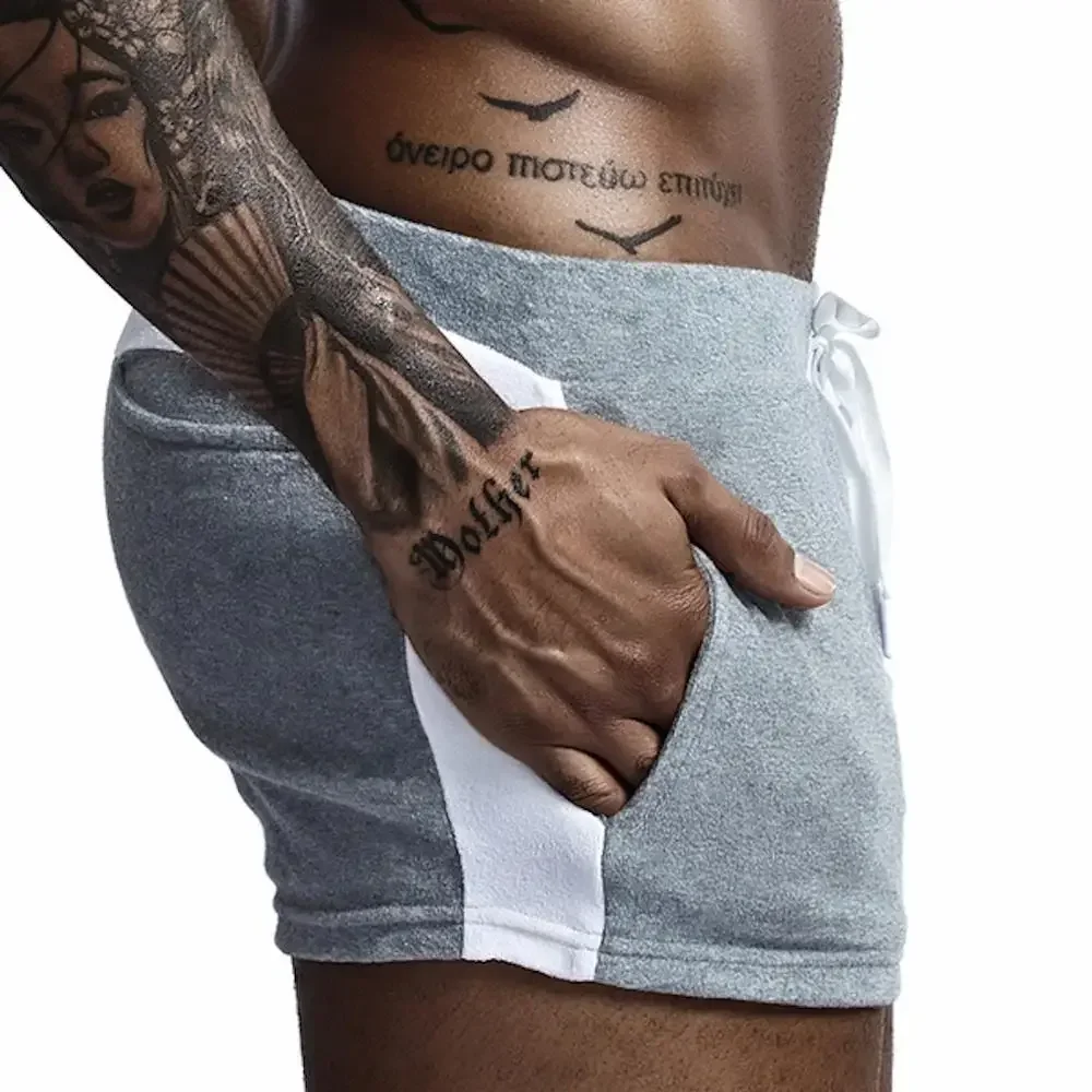 Seobean-pantaloncini in felpa di velluto da uomo, Boxer Vintage, pantaloncini da palestra, mutandine maschili, spessa, Jogger tascabile