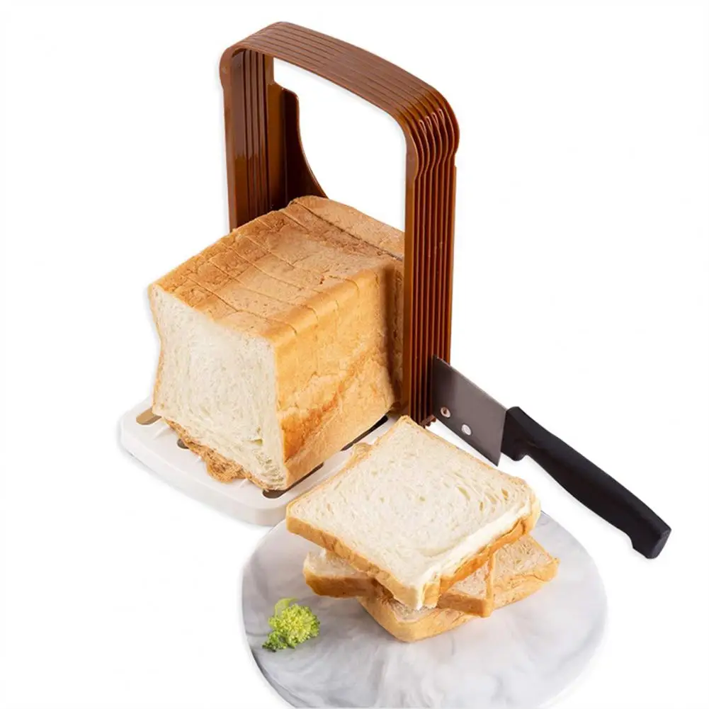 

Bread Slicer Adjustable Loaf Slicer Bread Slicing Guide with 4 Thickness Options Foldable Loaf Cutter Rack Durable for Perfectly