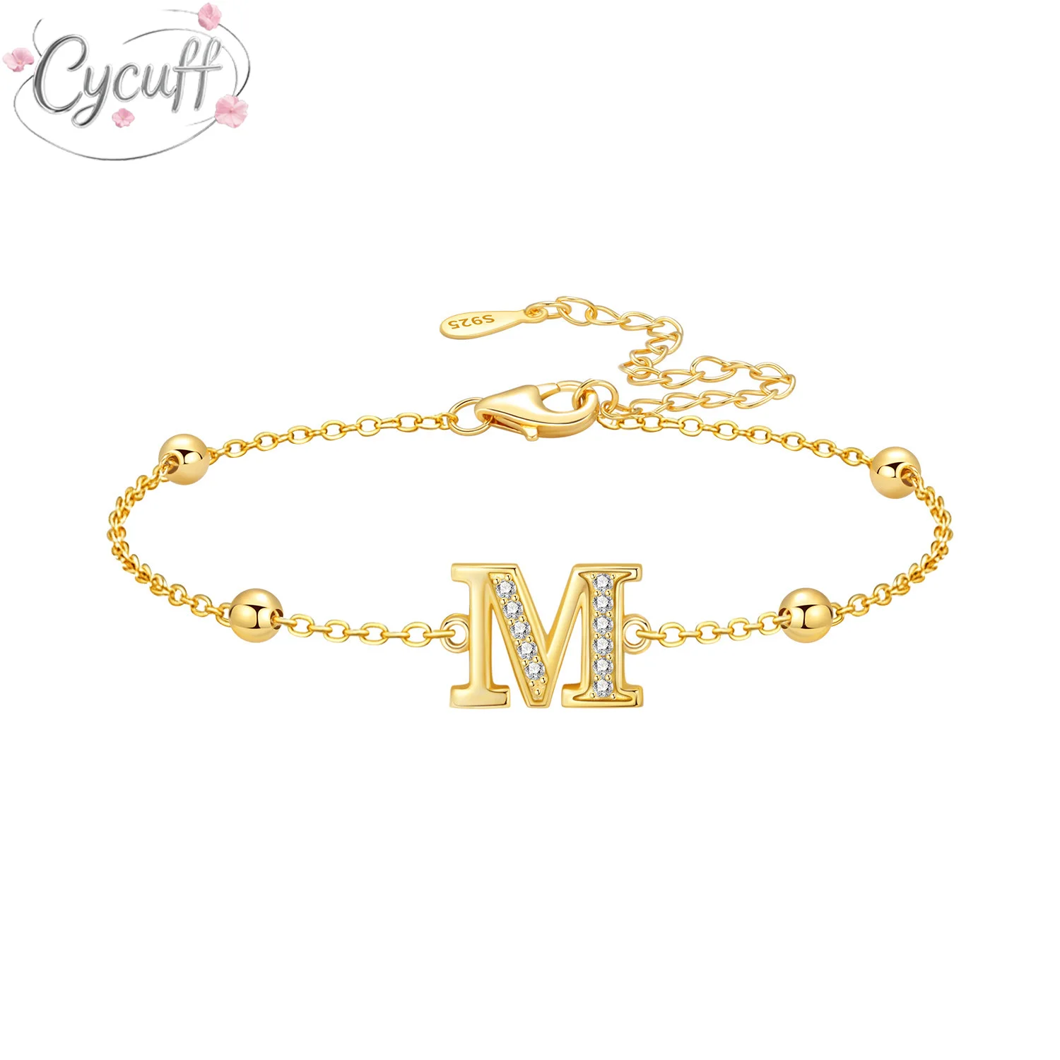 

925 Sterling Silver Original 18K Gold Zircon Butterfly A-Z 26 Letter Bracelets For Woman Simple Jewelry Party Jewelry Gifts M