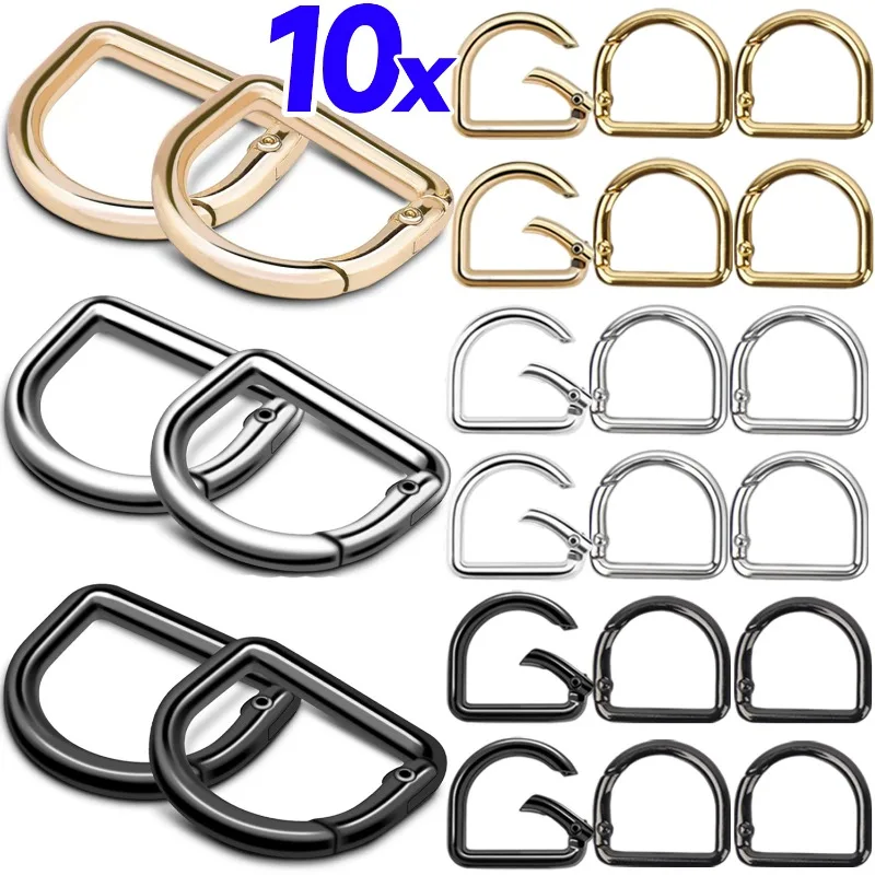 

1/10Pcs Zinc Alloy D Shape Spring Ring Openable Handbag Strap Buckle Connect Keyring Pendant Clasp Clip Carabiner DIY Accessory