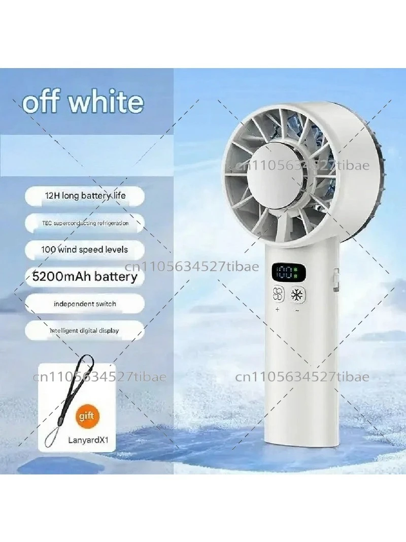 5200mAh Portable Mini Handheld Fan with LED Display, 100 Speeds USB Rechargeable Outdoor Cooling Fan