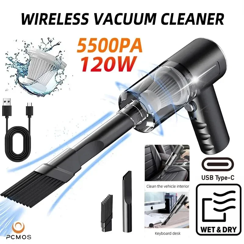 2024 NEW 120W High Wireless Vacuum Cleaner Dual Use for Home and Car Power Powerful Vacuum Cleaner Black