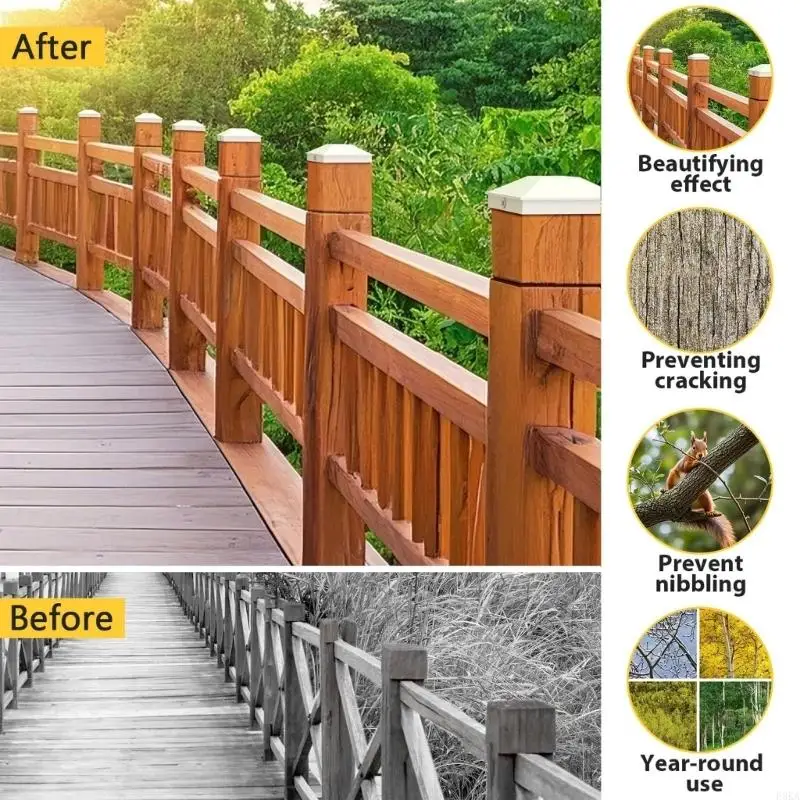 Permanent 4Inch Square Fence Post Headpieces Resistant Plastic Column Protectors For Outdoor Railings Rain Effluent Plan