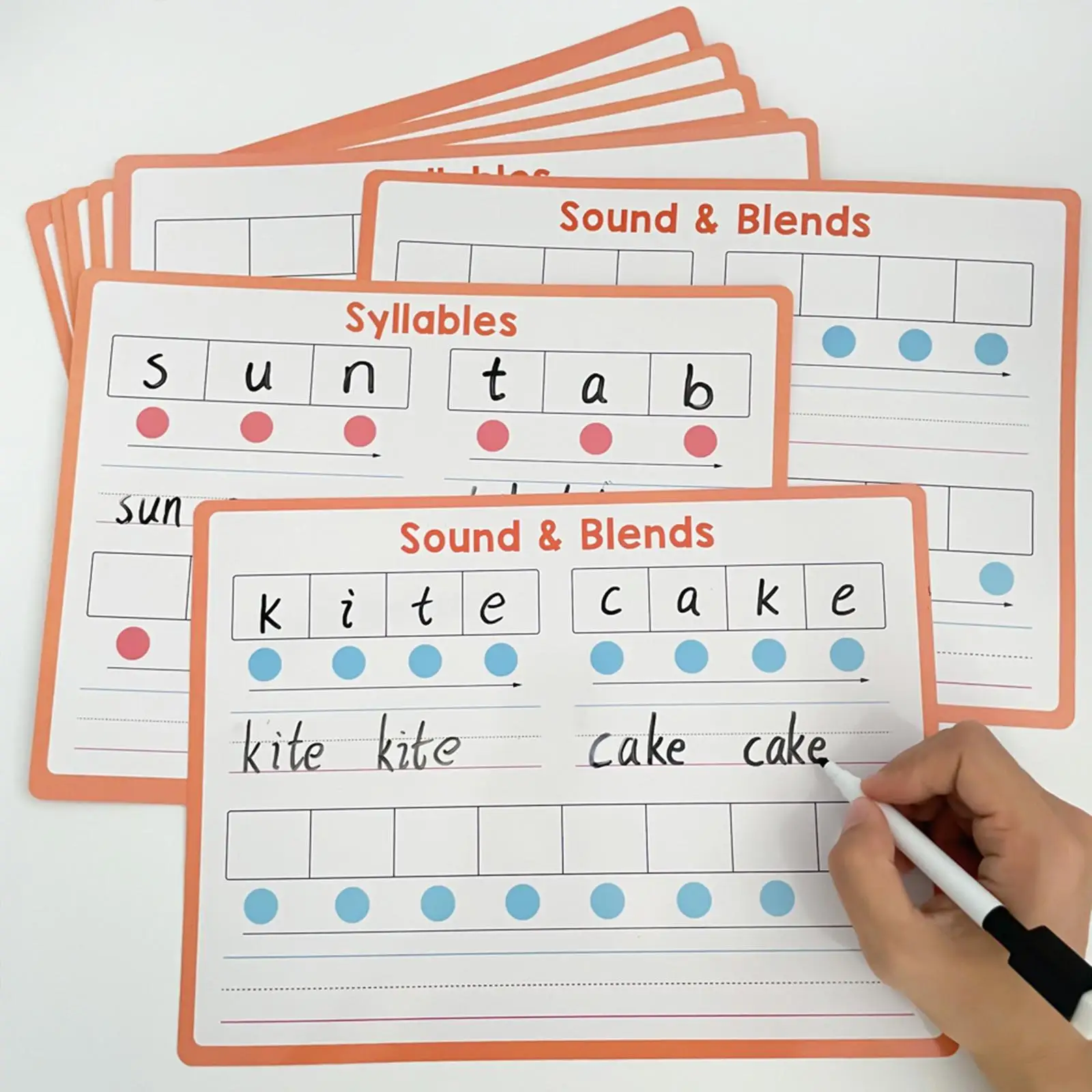 

10 Pieces Dry Erase Sheets Small Whiteboard Writling Cards Sounds Blends for