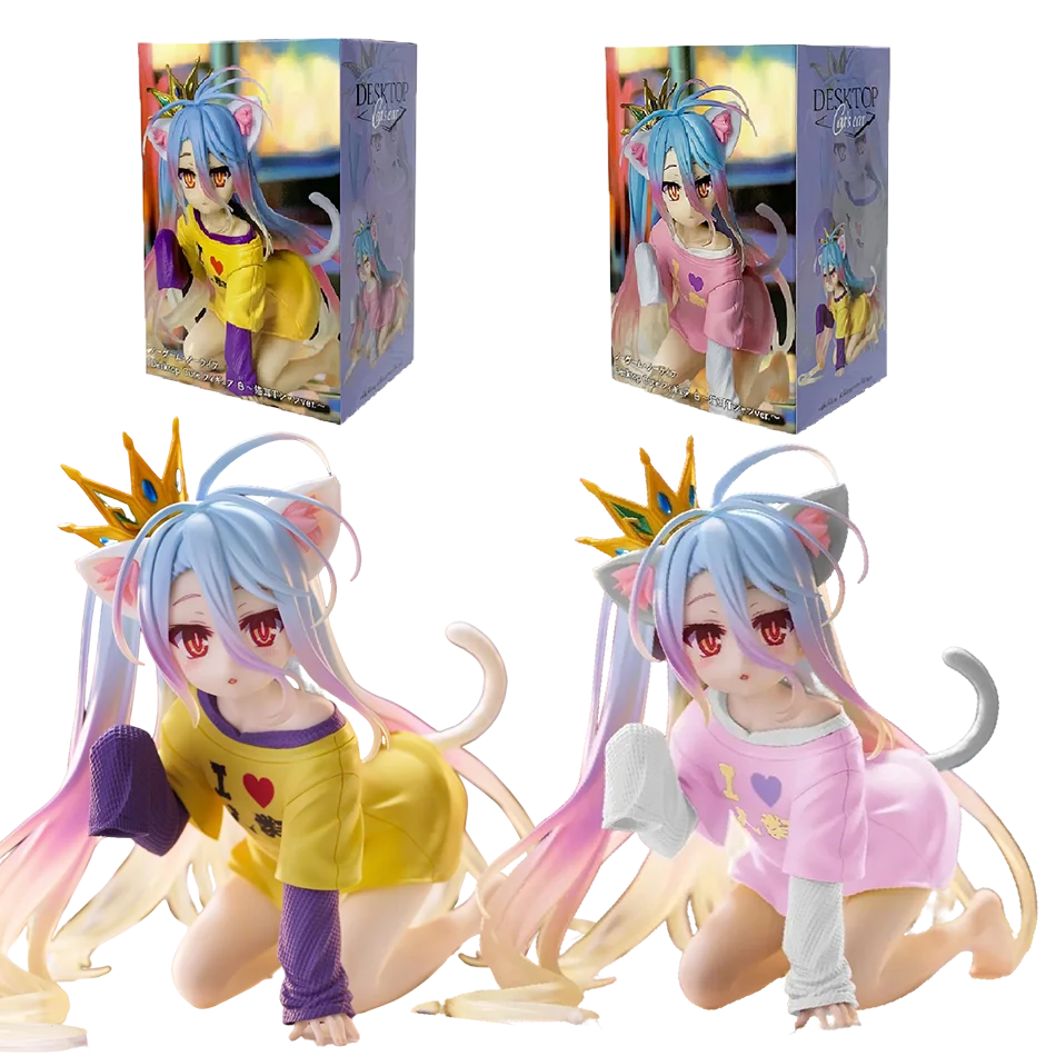 Figura de Anime de 10 cm de No Game No Life, Linda Figura de Acción de Shiro con Orejas de Gato, Decoración para Habitación, Modelo Coleccionable de PVC para Adultos
