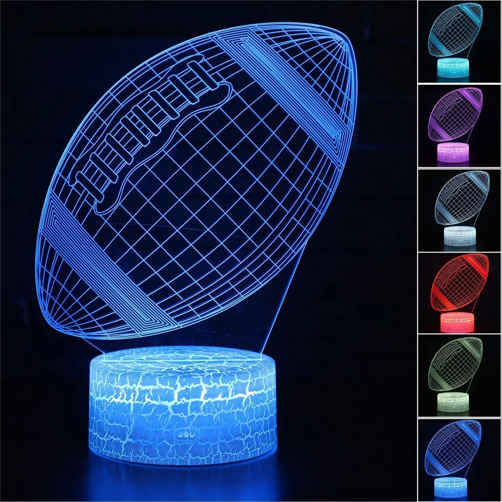 

3D Illusion Night Lamp Football Touch Control 7 or 16 Colors USB/Battery Powered Table Lamp Holiday Gifts or Home Decoration