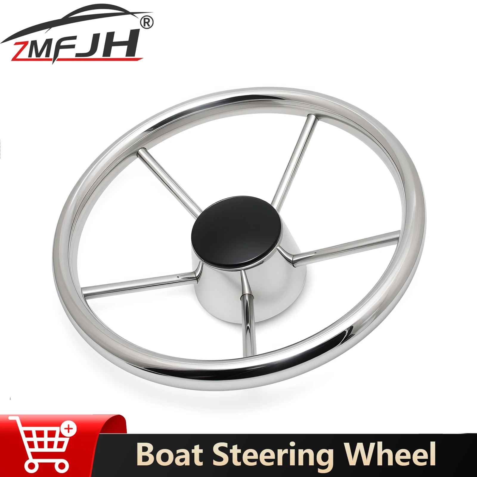 

11 inch Boat Steering Wheel With/Without Knob Stainless Steel 5 Spoke For Marine Boat Yacht Mirror Polished Steering Wheel