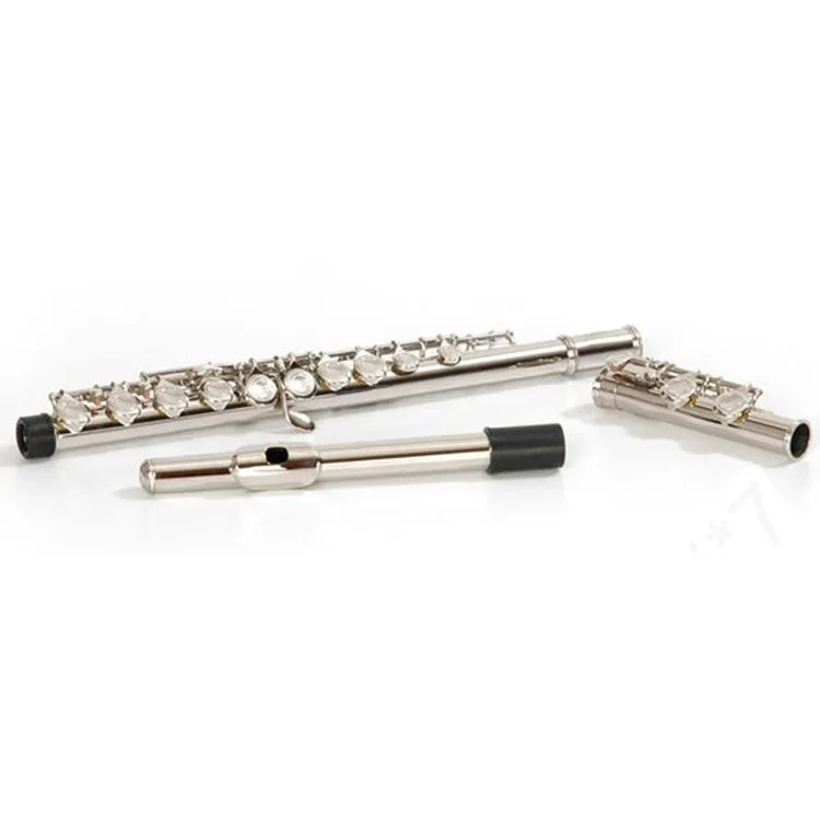 16-Hole closed-cell silver-plated flute (with E key) C-tone metal flute