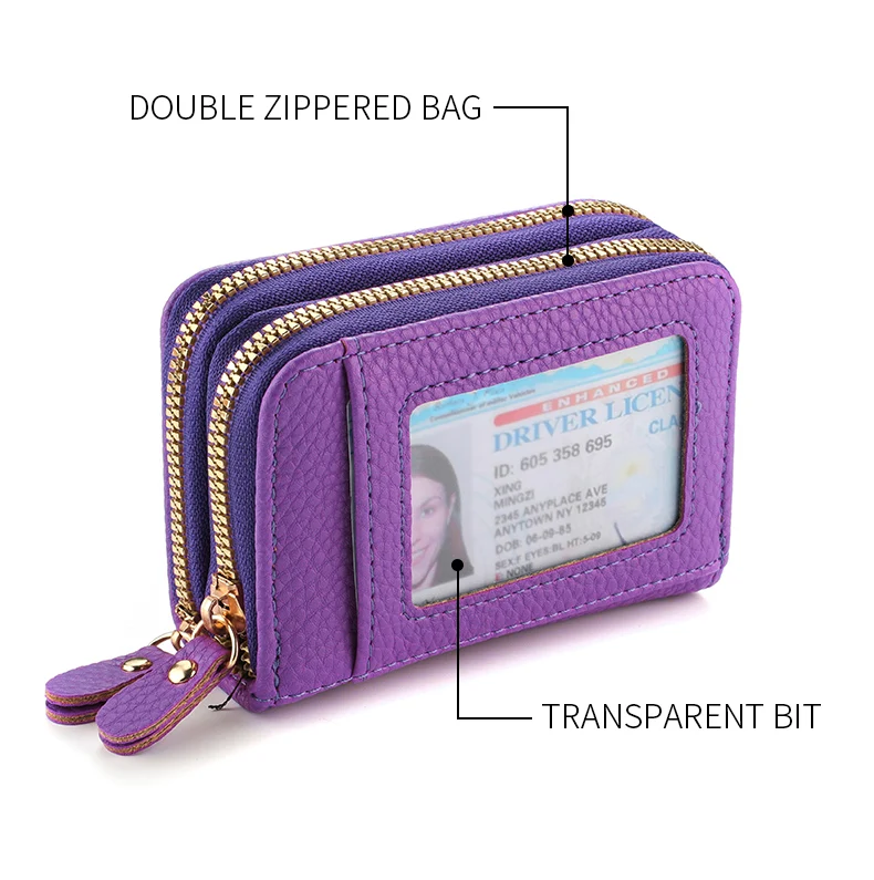 Multi Slot Halter Mode Brieftasche Weibliche Bank Karte ID Halter Weibliche PU Leder Schutz Fall Münze Zipper Brieftasche – Detail 4