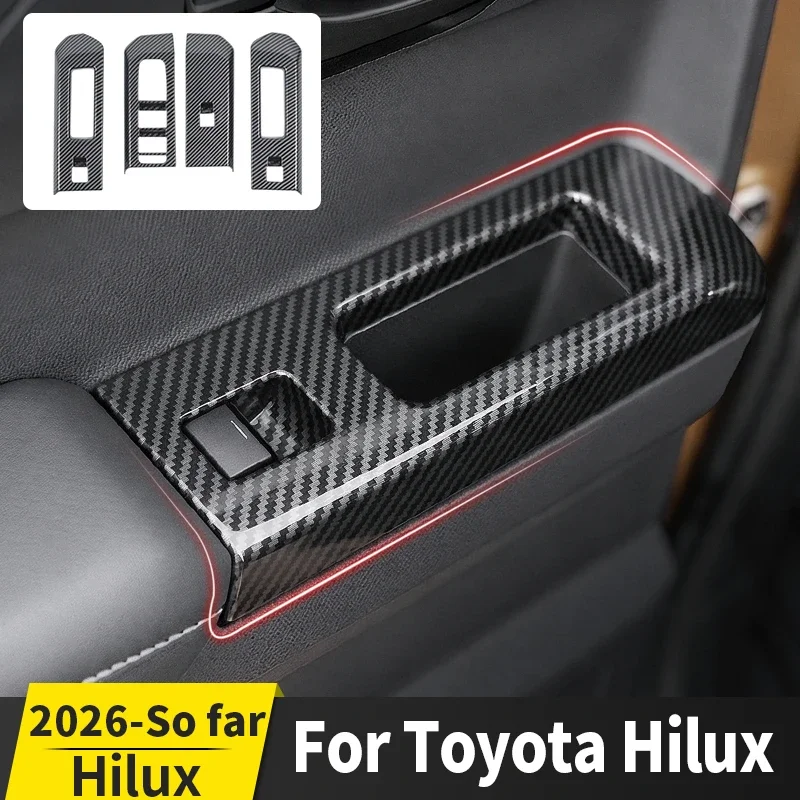 

For 2026 Toyota Hilux SR SR5 Rugged X Window Lift Switch Panel Cover Decorative Anti Scratch Protection Car Interior Accessories