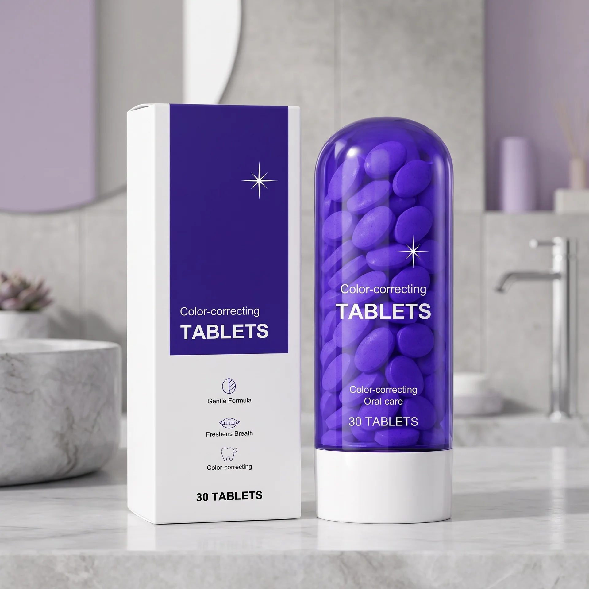 Purple Chewable Toothpaste Tablets Mint Fresh Oral Deep Cleaning Stain Removal Fresh Breathing Business Trip Outdoor Activities