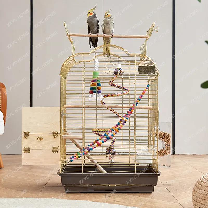 Luxury Electroplating Golden Parrot Bird Cage Large Villa Large Breeding Cage Dedicated Xuanfeng Station Rack