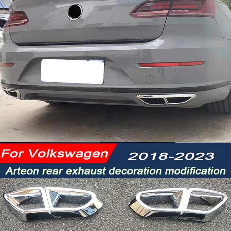 

For VW Arteon Exhaust Decoration From 2018 to 2023 Arteon Shooting Brake, Rear Bumper High Gloss Chrome Plating Black Decoration