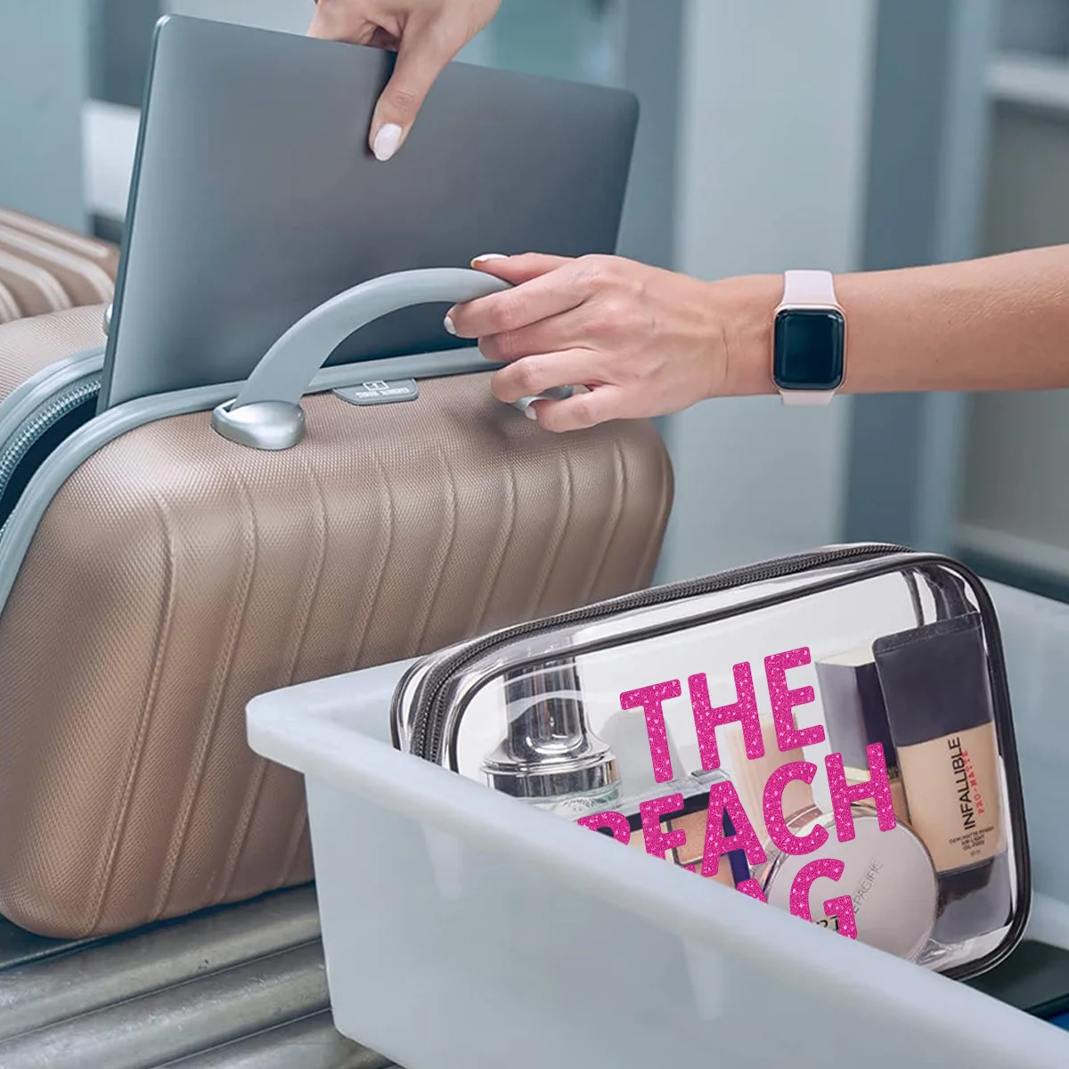 

TSA Approved High Quality Travel Makeup Bag for Women & Girls - Large Capacity PVC Cosmetic & Toiletry Organizer with Zipper Clo