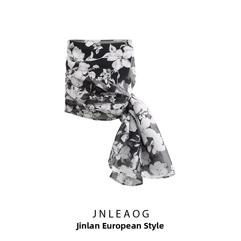 

JNLEAOG Summer New Women's Faion Texture Embroidery Color Blo Wrap Chest Top Street Sle Trendy Svel Blouse