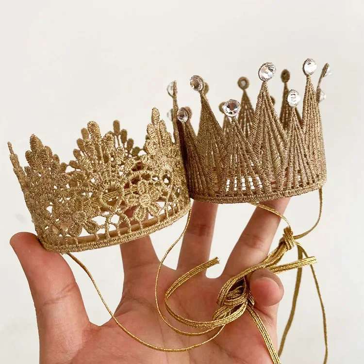 Kinder-Prinzessinnen-Kronen-Stirnband mit Blumen und Diamanten, Mädchen-Geburtstagsparty-Kopfschmuck, eleganter Kronenhut für Kinder – Detail 5