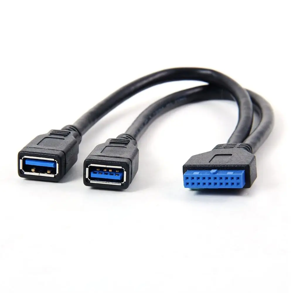 

USB 3.0 Motherboard Adapter Cable 20 Pin Header Convert to Two Female A type Lead for DIY Gaming PC