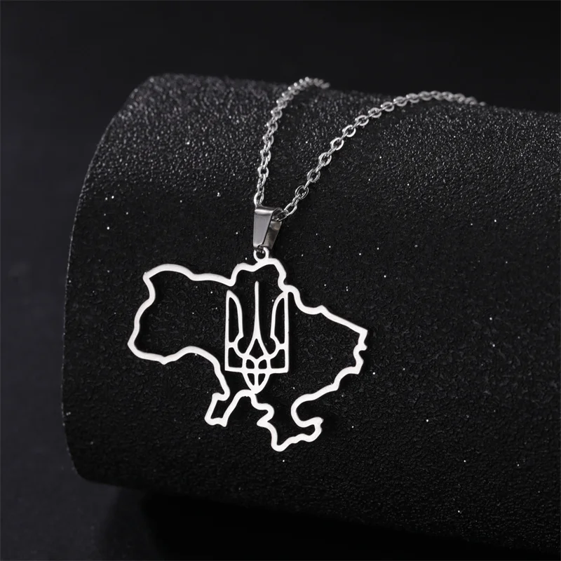Mode Umriss Ukraine Karte Halskette Kette Halsband Hals Edelstahl Schmuck Ästhetische Halsketten Geschenke accesorios para mujer – Detail 8