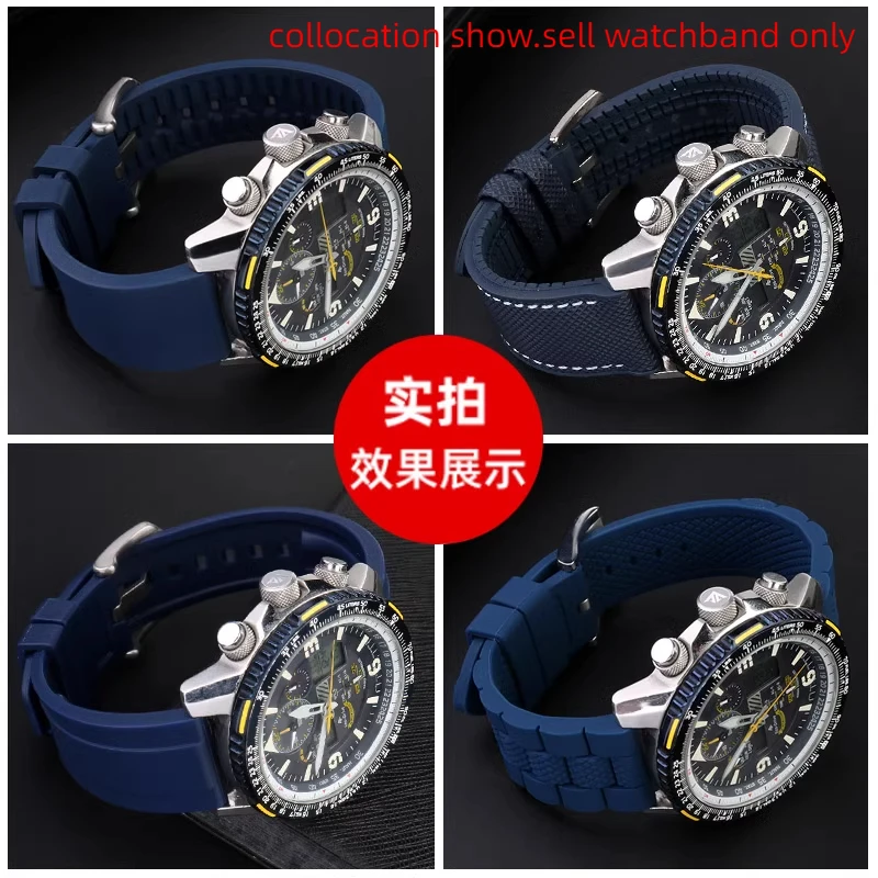 22 23mm For Citizen Blue angel second Three generation Men watch Strap AT8020 8078 JY8085 nylon fluoro rubber silicone watchband