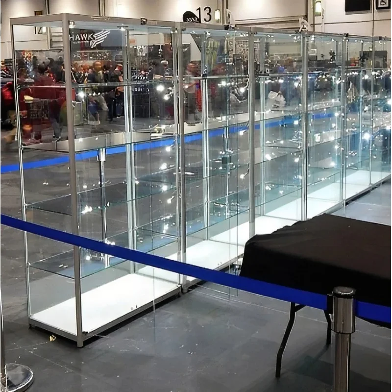 custom.6ft High LED Glass Showcase Aluminium Frame Display