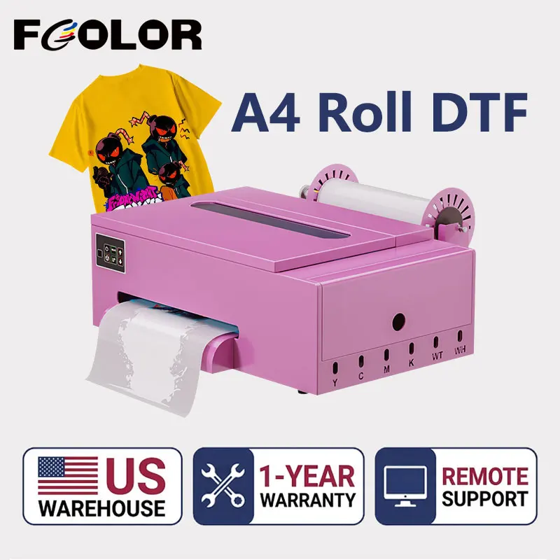 US Local Stock A4 DTF Printer XP600 Printhead Roll to Roll Printing Auto White Ink Mixing for Small Business DIY Printing