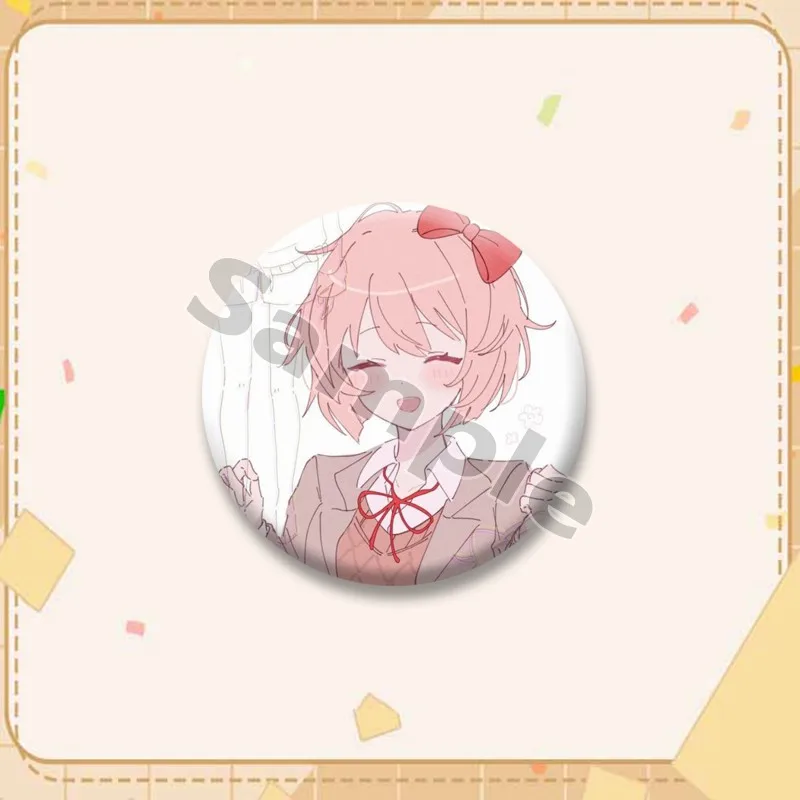Cartoon-Spielfigur Sayori Anstecknadel Kawaii Anime-Mädchen Button-Pins Handgemachte Runde Schmuck-Brosche Sammlerstücke Geschenke – Detail 11