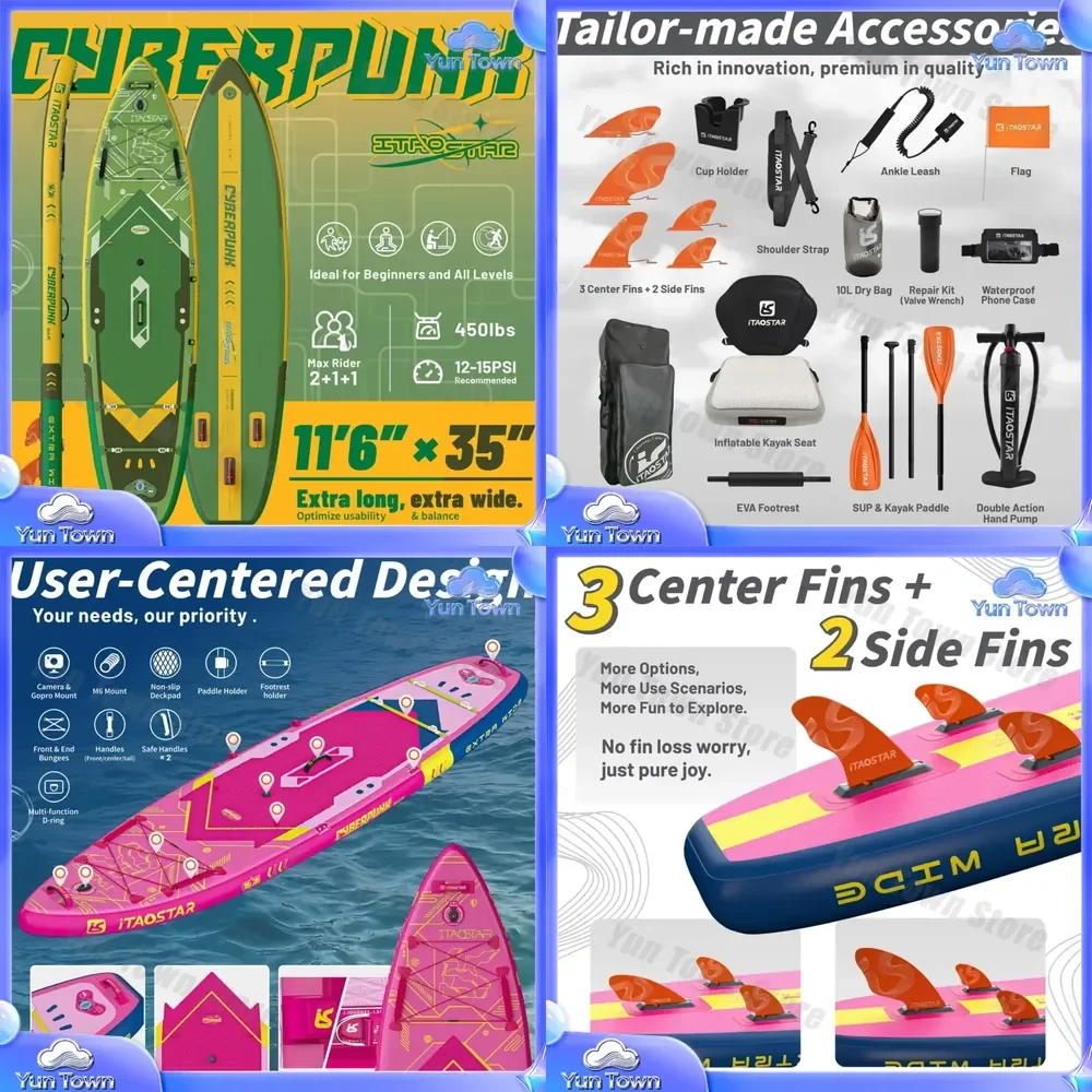 for iTAOSTAR Cyberpunk C02B Inflatable SUP Board 11'6 x 35 x 6 Stand Up Paddle Board for Adults Portable iSUP Surfing