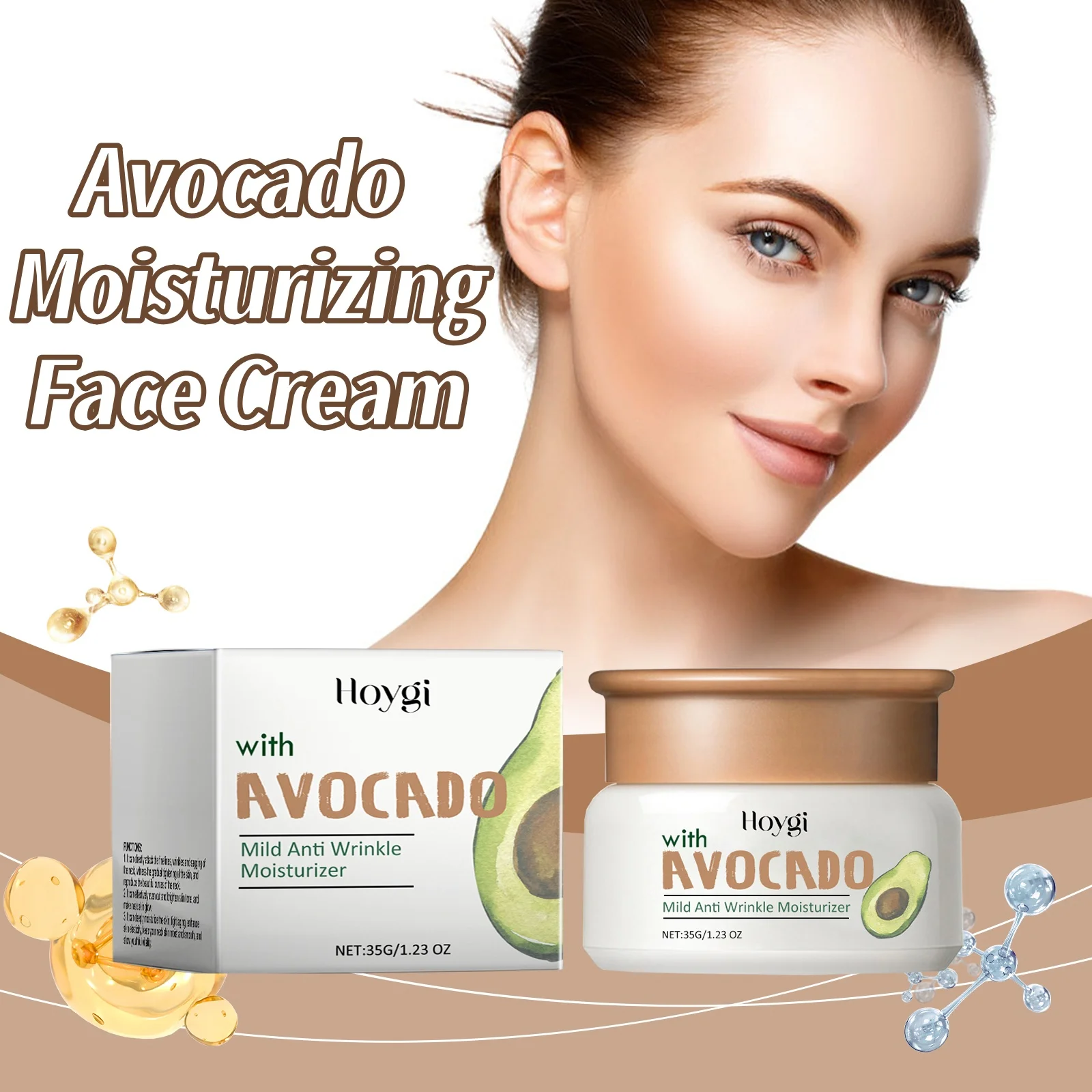 Avocado Moisturizing Face Cream ลดริ้วรอยผิวกระจ่างใสปรับปรุงเนื้อผิวบํารุงและกระชับ Face Essence Cream