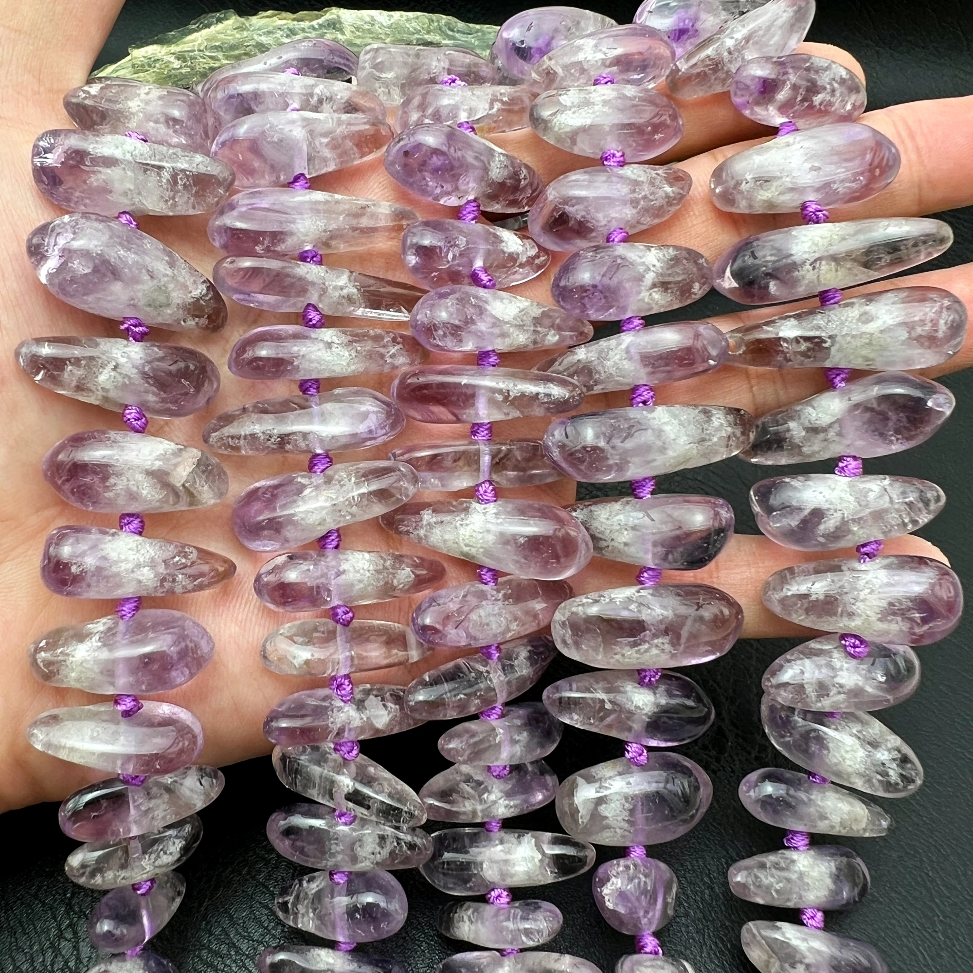 Graduated Natural Purple Crystal Amethysts Nugget Beads For DIY Choker Jewelry Making MY260501