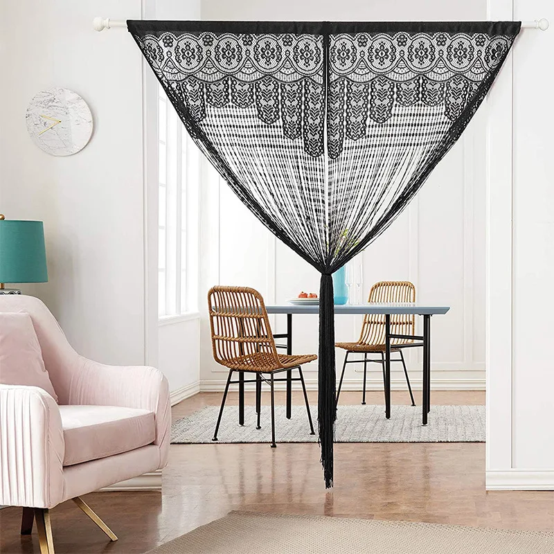 American Solid Jacquard Door Curtain Non-Shading Decorative Curtain for Living Room Wedding Party Window Drapes for Partition